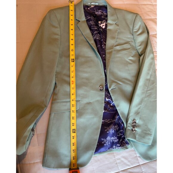 Topman Men’s Blazer Jacket 40R Slim Fit Mint Green Single Button Suit Coat Moder - Picture 3 of 12
